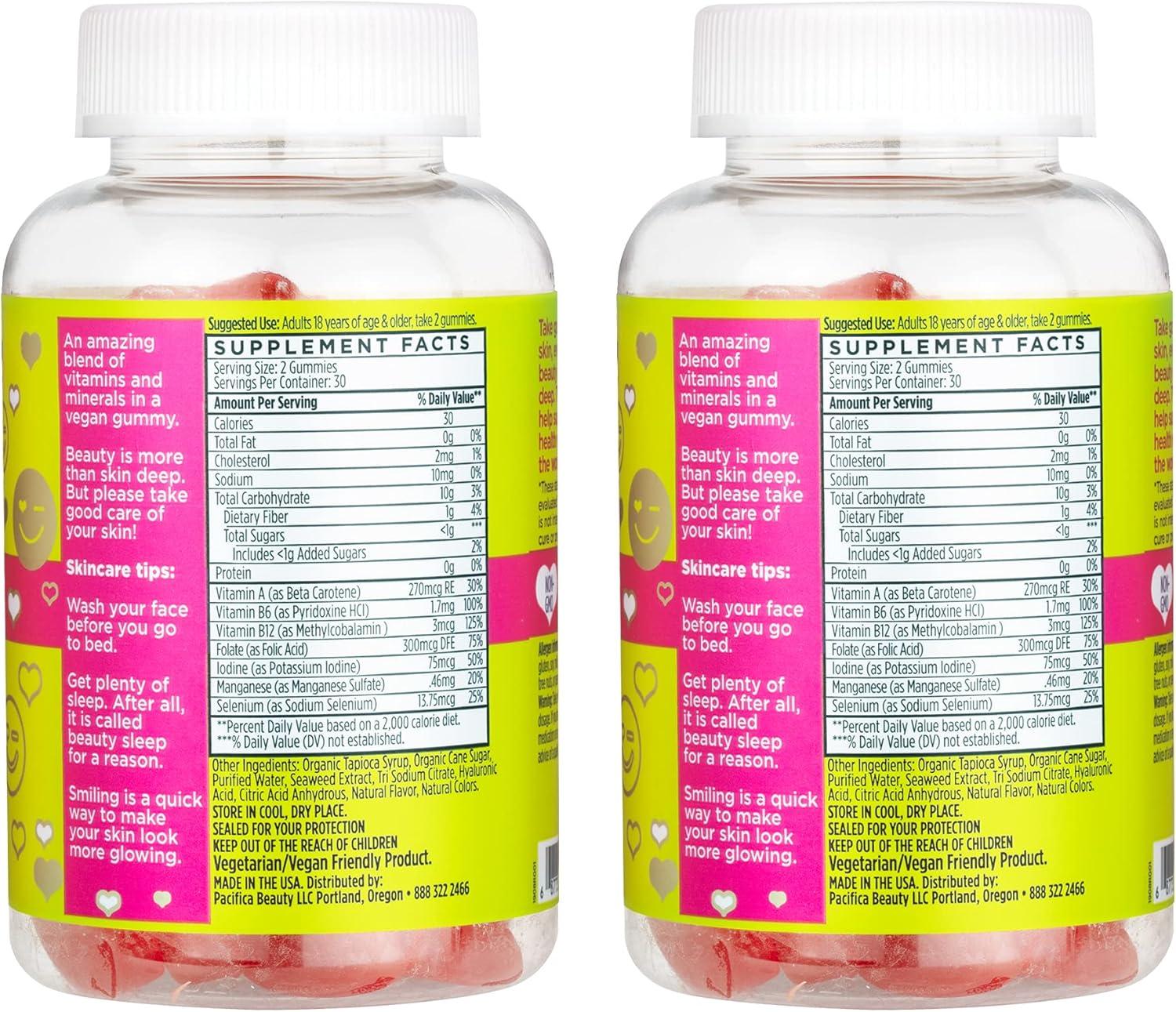 imagePacifica Beauty No Filter Beauty Gummies Supplement for Skin Support Wheat Soy  Gluten Free Multivitamin Blend Watermelon Flavor 100 Vegan and No Cruelty 120 Count