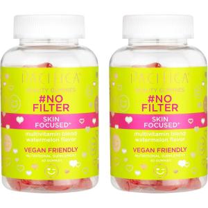 imagePacifica Beauty No Filter Beauty Gummies Supplement for Skin Support Wheat Soy  Gluten Free Multivitamin Blend Watermelon Flavor 100 Vegan and No Cruelty 120 Count