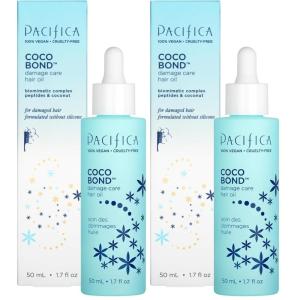 imagePacifica Beauty Coco Bond Hair Oil Tame Flyaways Overnight Treatment with Vitamins Peptides Moisturizing Repair for Glossy Smooth SiliconeFree Vegan Hair17 Fl Oz Pack of 2