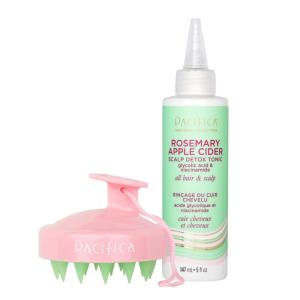 imagePacifica Scalp Detox Set  Rosemary Apple Cider Vinegar Scalp Exfoliating Tonic with Scalp Massager Brush Deep Cleansing ampamp Clarifying Treatment for Buildup Dry Flaky Scalp VeganTonic  Brush