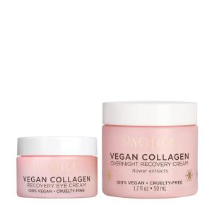 imagePacifica Vegan Collagen Overnight Face ampamp Eye Cream Set of 2  Night Cream  AntiAging Lotion  Plumping Collagen Moisturizer ampamp Undereye Treatment Infused wHyaluronic Acid ampamp Caffeine Hydrates ampamp FirmFace Cream  Eye Cream Set