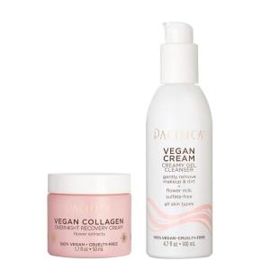 imagePacifica Vegan Collagen Overnight Face ampamp Eye Cream Set of 2  Night Cream  AntiAging Lotion  Plumping Collagen Moisturizer ampamp Undereye Treatment Infused wHyaluronic Acid ampamp Caffeine Hydrates ampamp FirmFace Wash  Overnight Moisturizer