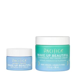 imagePacifica Beauty Wake Up Beautiful Retinoid Eye Cream ampamp Overnight Retinoid Cream Set Skincare Moisturizer Face Cream For Dry Aging Sensitive Skin Vegan 05 fl oz and 17 fl oz Set of 2Retinoid Face Cream  Eye Cream