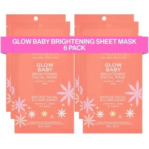 imagePacifica Glow Baby Brightening Vitamin C Face Mask 4Pack  Hydrating SerumSoaked Sheet Mask for Glowing Skin Fights Dullness ampamp Dark Spots Infused with Aloe ampamp Kelp 100 Vegan ampamp CrueltyFree1 Count Pack of 6