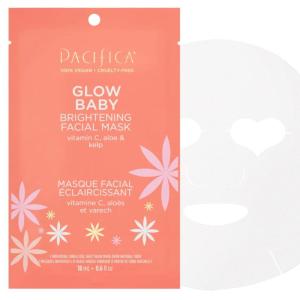 imagePacifica Glow Baby Brightening Vitamin C Face Mask 4Pack  Hydrating SerumSoaked Sheet Mask for Glowing Skin Fights Dullness ampamp Dark Spots Infused with Aloe ampamp Kelp 100 Vegan ampamp CrueltyFree1 Count Pack of 1
