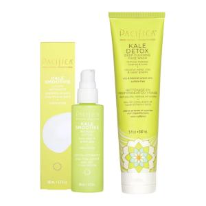 imagePacifica Kale Detox Deep Cleansing Face Wash  Kale Smoothie Refining Lotion Set of 2 PoreMinimizing Skincare Duo for Oily ampamp Combination Skin Niacinamide ampamp Super Greens 100 Vegan ampamp CrueltyFreeFace Wash  Lotion