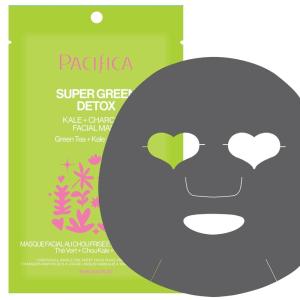 imagePacifica Super Green Detox Sheet Mask  Charcoal Kale ampamp Clay Pore Cleansing Mask for Oily BlemishProne Skin Deep Detox Facial Mask Vegan1 Count Pack of 1