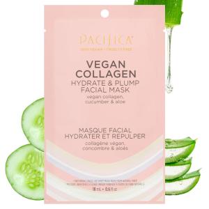 imagePacifica Vegan Collagen Hydrate ampamp Plump Face Mask 4Pack  Hydrating ampamp Plumping PeptideInfused Sheet Mask for Dewy Skin with Vegan Collagen Cucumber ampamp Aloe Clean Beauty Skincare1 Count Pack of 1
