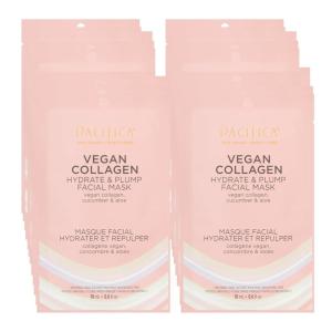 imagePacifica Vegan Collagen Hydrate ampamp Plump Face Mask 4Pack  Hydrating ampamp Plumping PeptideInfused Sheet Mask for Dewy Skin with Vegan Collagen Cucumber ampamp Aloe Clean Beauty Skincare1 Count Pack of 12