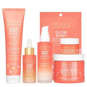 imagePacifica Glow Baby Complete Skincare Set  6 Piece Vitamin C Brightening Collection Face Wash Peel Pads Booster Serum Moisturizer Eye Cream Sheet Mask 100 Vegan